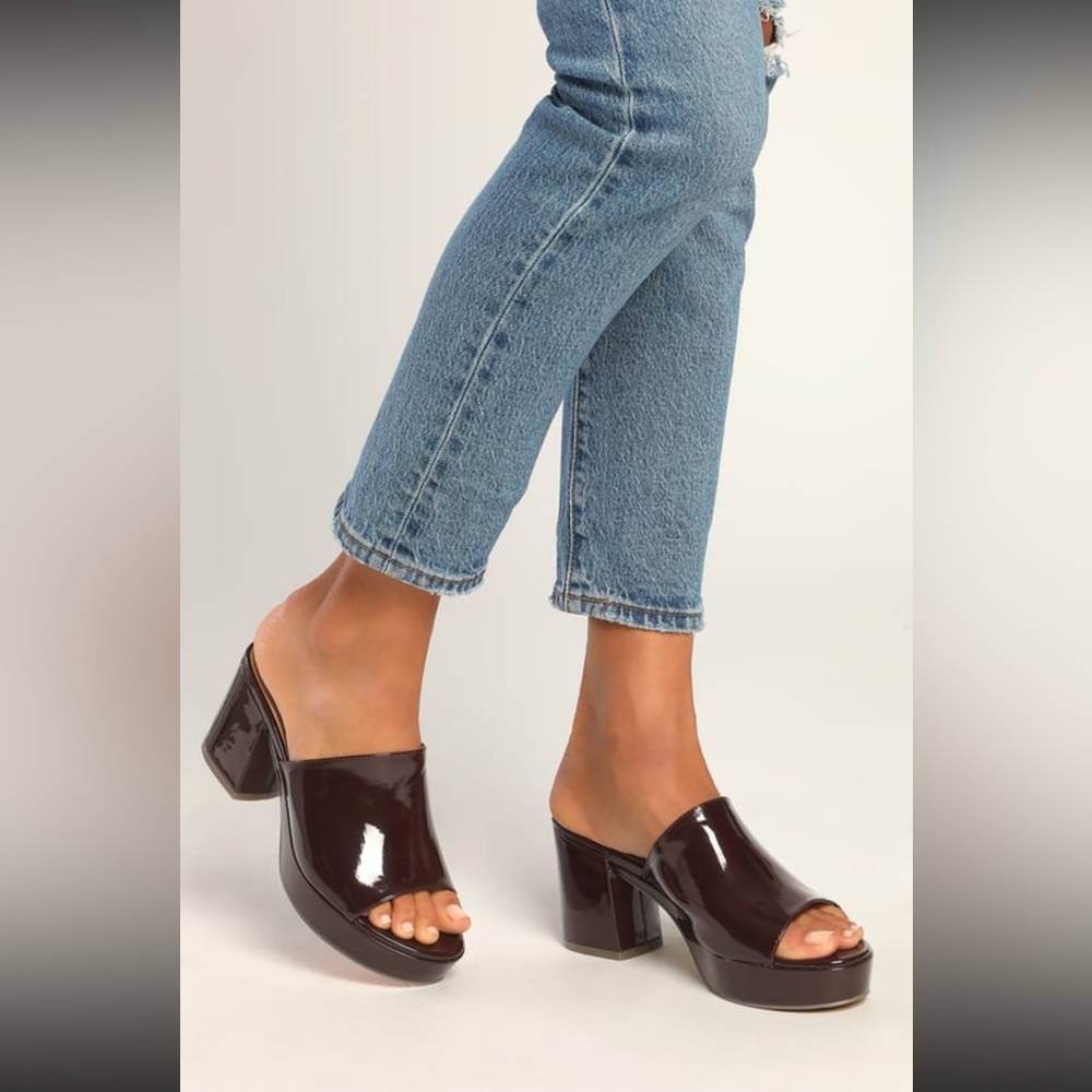 Lulu’s Brown Platform Mules - Size 7, NWOT